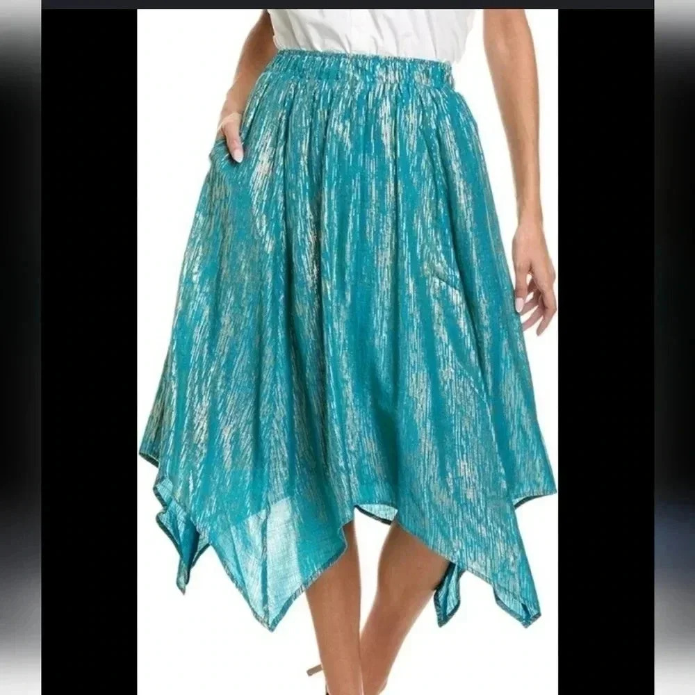 Nanette LeporeWomen's Blue Handkerchief Skirt Size Large Asymmetrical Hem